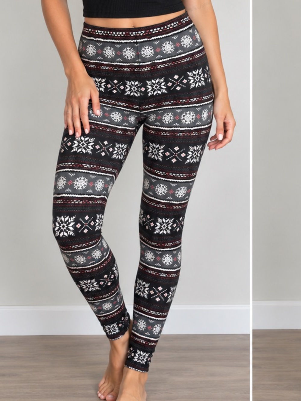 Denver Hayes Fair Isle Snowflake Lounge Leggings — Size M